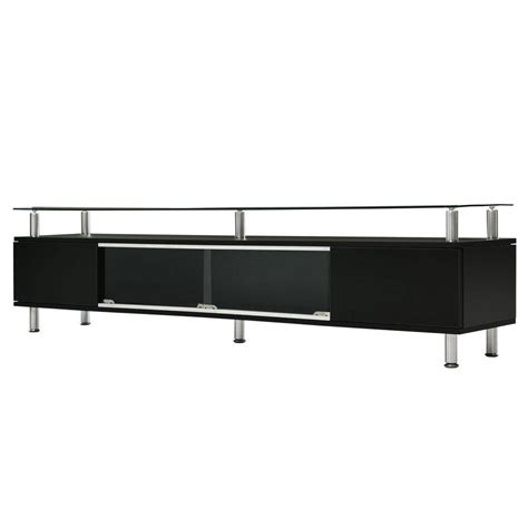 Nestfair Modern Black Tempered Glass Tv Stand Fits Tvs Up To 70 In