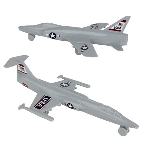 Buy TimMee Plastic Army Men Cold WAR Fighter Jets - Gray Airplanes - Made in USA Online at ...