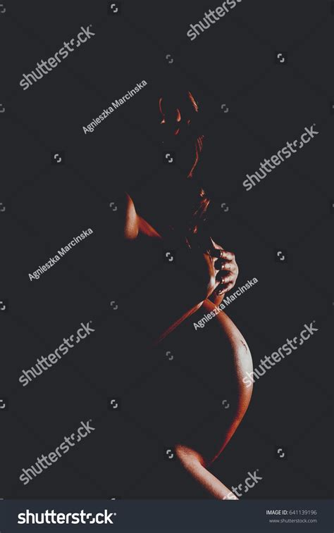 Naked Pregnant Woman Covering Her Breast Stock Photo Shutterstock