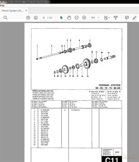 Ferrari System 50 55 70 75 80 AR Parts Manual Auto Repair Manual