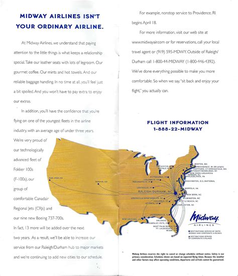 Midway Airlines Ii Timetables And Route Maps The Airchive