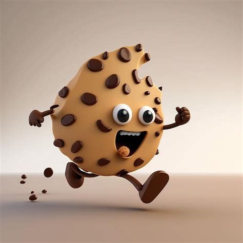 Personaje De Dibujos Animados Lindo Con Chispas De Chocolate Corriendo