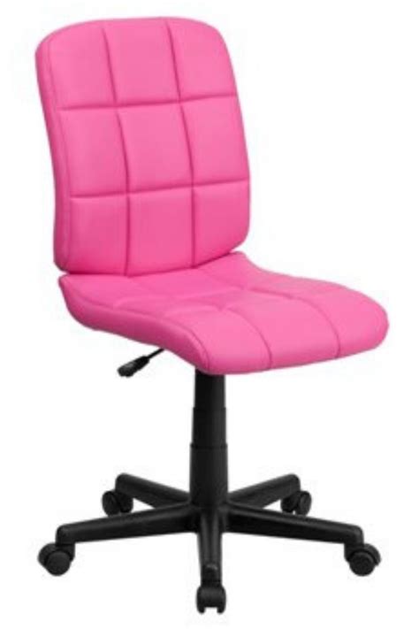 a bright pink office chair with wheels