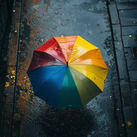 rainbow umbrella outdoors image rainbow umbrella rain