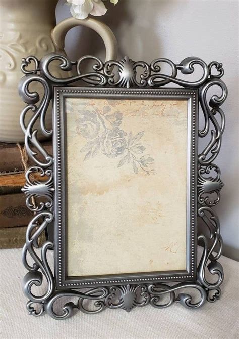 Pewter Photo Frame1990s Art Deco 5x7 Picture Framewedding Etsy