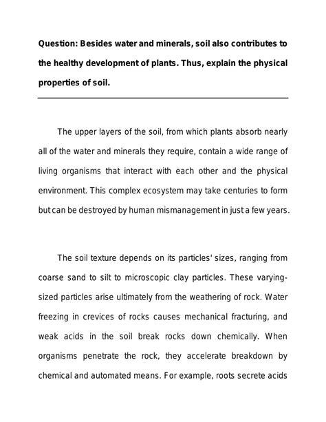 Essay Discussing The Physical Properties Of Soil Biology Stpm