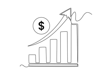 Single One Line Drawing Growth Finance Diagram With Arrow Going Up