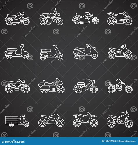 Iconos De Motocicletas Configuran El Esquema En Segundo Plano Para