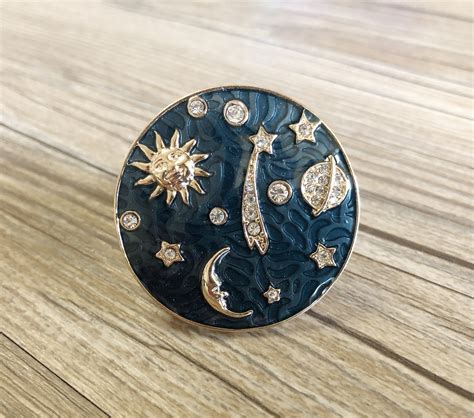 Enamel Moon And Stars Drawer Knobs Starry Sky Cabinet Etsy