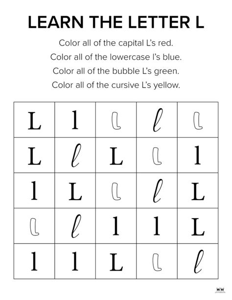 Letter L Worksheets - 50 FREE Printables | Printabulls