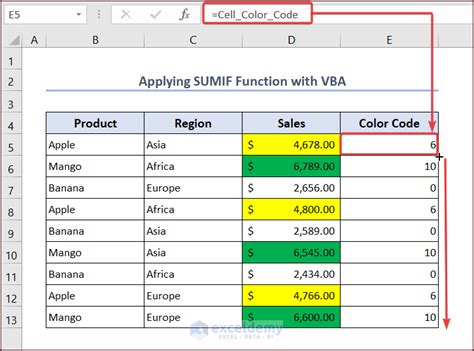 How To Use Excel Sumif Function Based On Cell Color