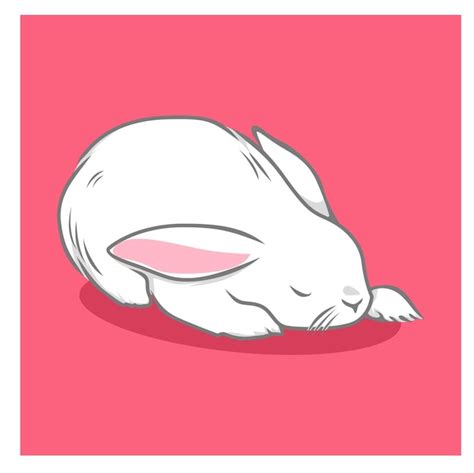 Premium Vector A Drawing Of A White Rabbit Sleeping On A Pink Background