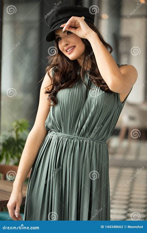 French Style Brunette Lady In Fashionable Dress Stock Photo Image Of Fashion Happiness