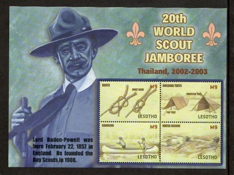 Lesotho 2002 Boy Scouts Sheet Of 4 Stamps Scott 1316 Mnh