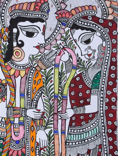 Buy Ram Sita Madhubani Painting 22in X 7 5in Online Madhubani