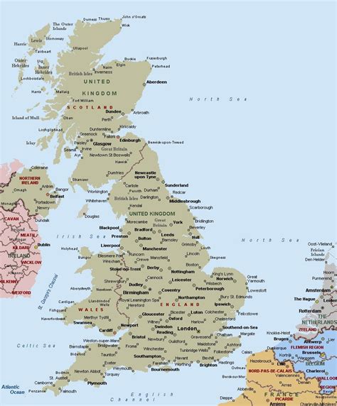 Printable map of UK towns and cities - Printable map of UK counties ...