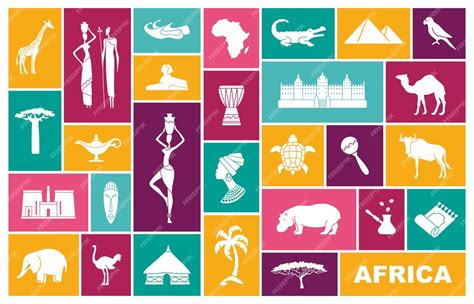 Premium Vector Traditional Symbols Of Africa Flat Vector Icons