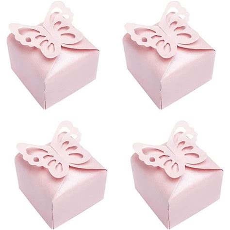 Boîte À Bonbons Papillon Rose 60 Pièces Boite Dragees Bapteme Boite De