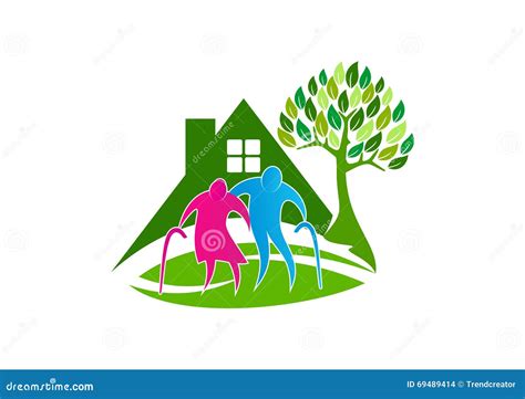 Senior Care Logo Elder People Symbol Icon Healthy Nursing Home