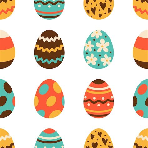 Premium Vector Vector Easter Seamless Pattern Easter Eggs In Flat