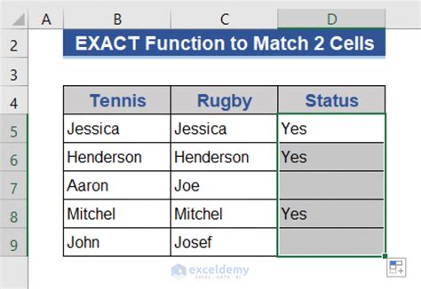 Return Yes If 2 Cells Match In Excel 10 Methods Exceldemy