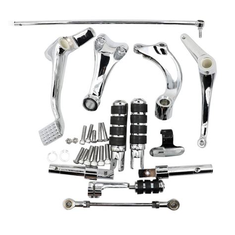 New Chrome Forward Controls Complete Kit Pegs Levers Linkage For 04 13