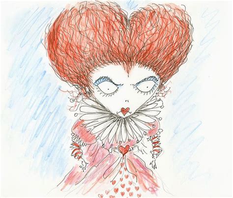 Tim Burtons Original Sketch Of The Red Queen Alice In Wonderland 2010