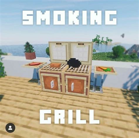 Дымящийся гриль (костёр, ткацкий станок, деревянная кнопка) minecraft ...