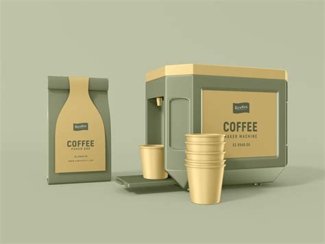 Maquete de marca de dispensador de cafeteira elétrica PSD Premium