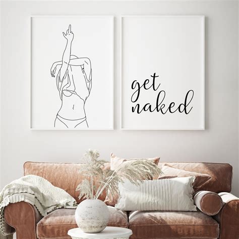 Bathroom Wall Art Decor Get Naked Print Get Naked Line Art Etsy