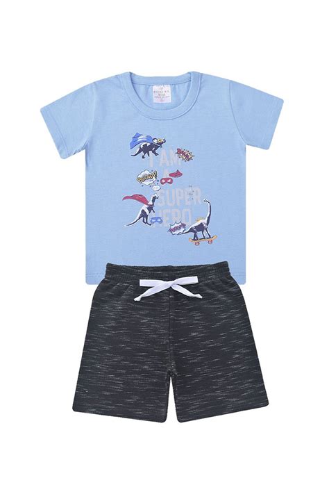 Conjunto Beb E Infantil Azul Super Dinos