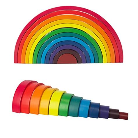 Extra Large Wooden Rainbow Stacker Pieces Bright Colors Rainbow