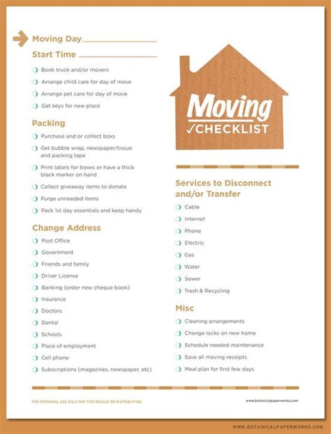 Free Printable Moving Checklist Moving Checklist Moving House Tips