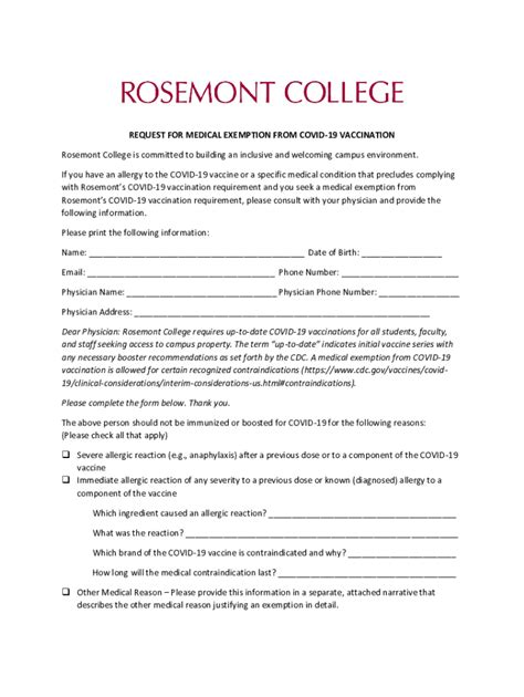 Fillable Online Request For Medical Exemption From COVID 19 Vaccination