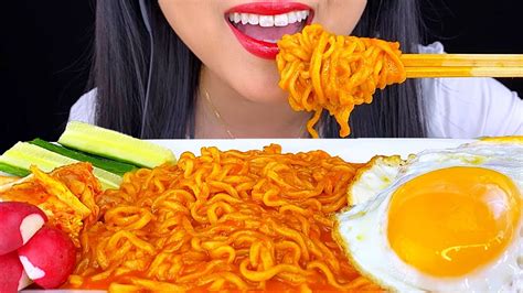 Asmr Cheesy Fire Noodles With Fried Egg Extra Cheesy No Talking