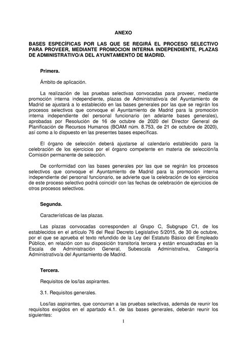 Anexo Bases Administrativo PII ANEXO BASES ESPECÍFICAS POR LAS QUE SE