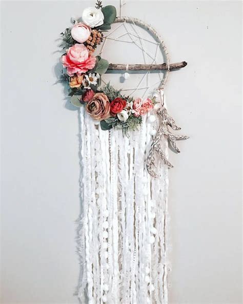 Flower Dreamcatcher Floral Dreamcatcher Boho Dreamcatcher Etsy