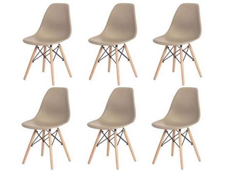 Kit 6 Cadeiras Charles Eames Eiffel Nude Base Madeira MadeiraMadeira