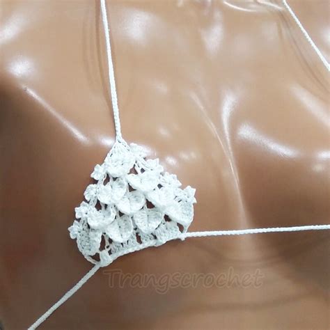 Crochet Extreme Micro Bikini Top Fish Scale Motifs Etsy