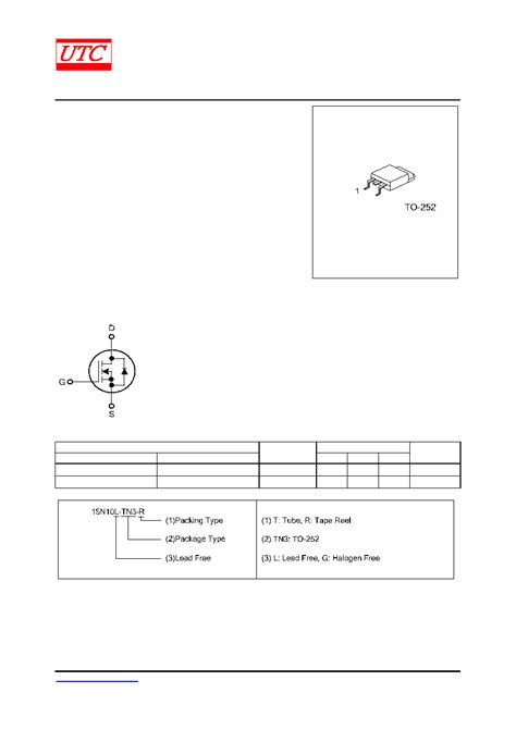 15N10L TN3 R Datasheet 1 5 Pages UTC 14 7A 100V D S N CHANNEL