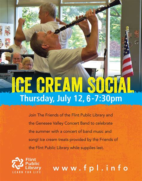 Gloria Coles Flint Public Library - Ice Cream Social begins at 6pm not