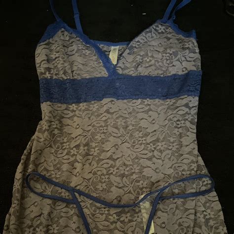 PEICE SET LACE BLUE LINGERIE SET SIZE MEDIUM Depop