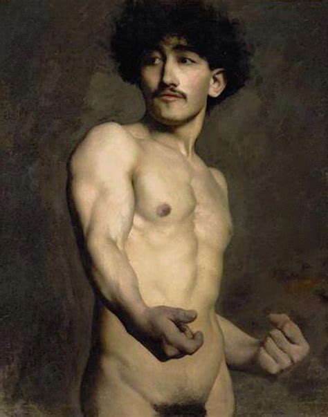 Half Length Academic Study Of A Male Nude By Unknown