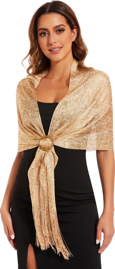 KUNINDOME Sparkling Metallic Shawls And Wraps With Buckle ShopStyle