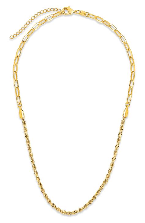 Sterling Forever Rope Twist Chain Link Necklace - Gold | Editorialist