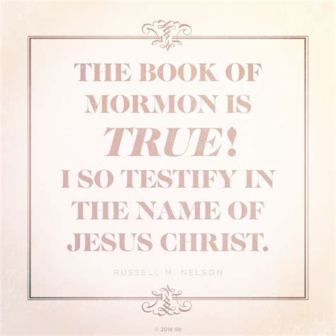 The Book Of Mormon Is True