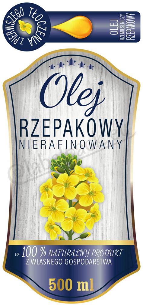 OLEJ RZEPAKOWY Etykieta 500ml Naklejka 12 Szt