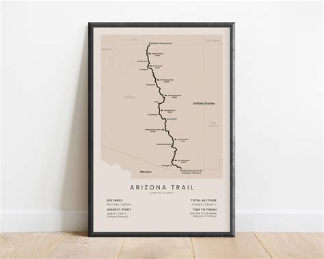 Arizona Trail Print | Arizona National Scenic Trail Map | AZT Hiking