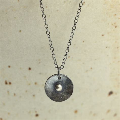 Hammered Silver Disc Necklace With Sterling Silver Chain