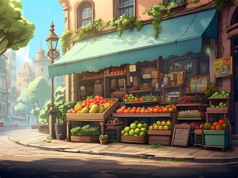 Premium Photo | Cartoon background of street market